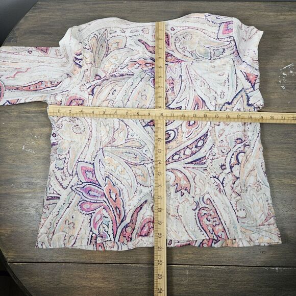 Chico's Linen Jacket Paisley Multi-Print Style 3/4 Sleeve Women's Size 1 Medium - Picture 4 of 6